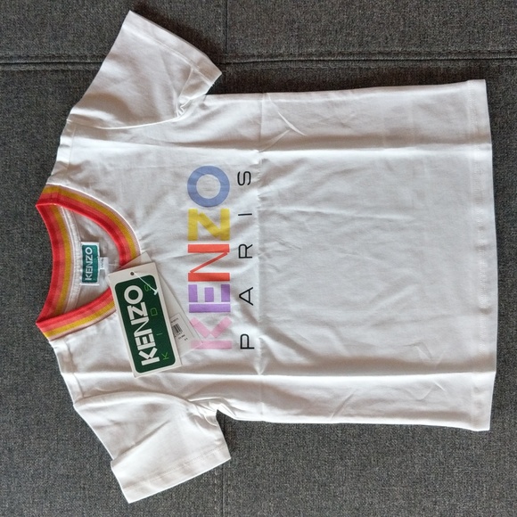 NWT Kenzo Girl T-shirt With Logo Print White - Picture 2 of 15